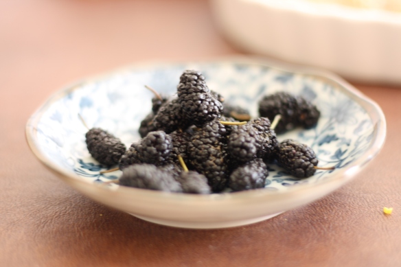 Tiny bowl of cute mulberries